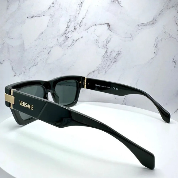 VERSACE Sunglasses New Black Gold Medusa Logo Special Project Dwayne Wade 55 mm - Picture 14 of 16
